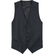 Tommy Hilfiger Mens Plaid Five Button Vest, Blue, 42 Short